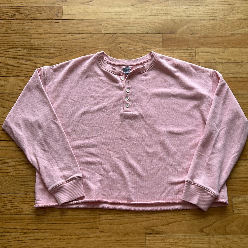 Aerie Cropped Henley Sweatshirt